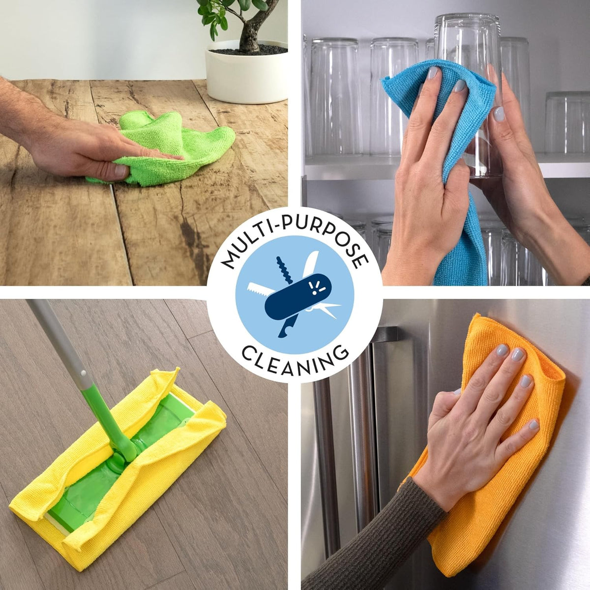 S&T INC. 25 Pack Microfiber Cleaning Cloth, Bulk Towels for Home, Reusable Microfiber Towels for Cars, Cleaning Rags, Assorted, 11.5 Inches x 11.5 Inches, 25 Count