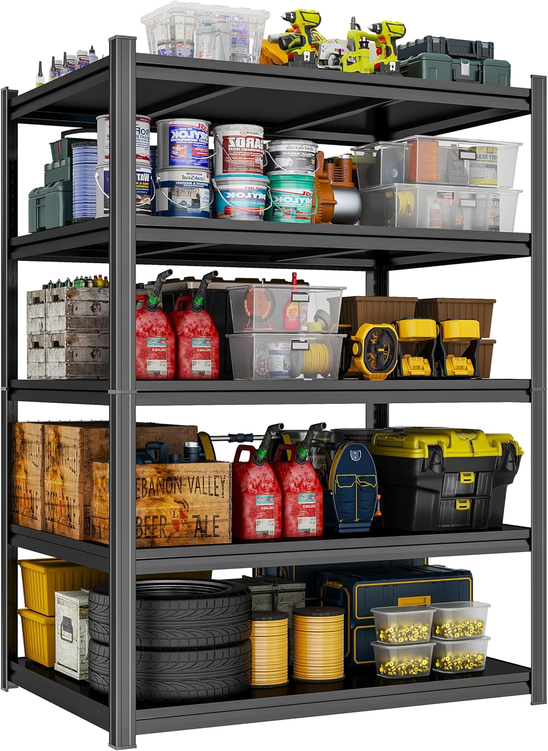 Garage Shelving 3500Lbs Heavy Duty Storage Shelf Adjustable Shelving Units Metal Garage Storage Shelves for Basement, Commercial, Warehouse, Industrial, Black