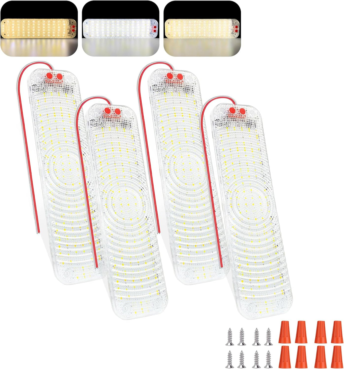 150LED 12V-30V RV Lights Interior, 12 Volt LED Lights with 3 Colors&Dimmable Brightness, Ultra Bright Ceiling Dome Light Fixture Interior for Van, Car, Camper, RV, Boat, Trailer(2700-6000K)