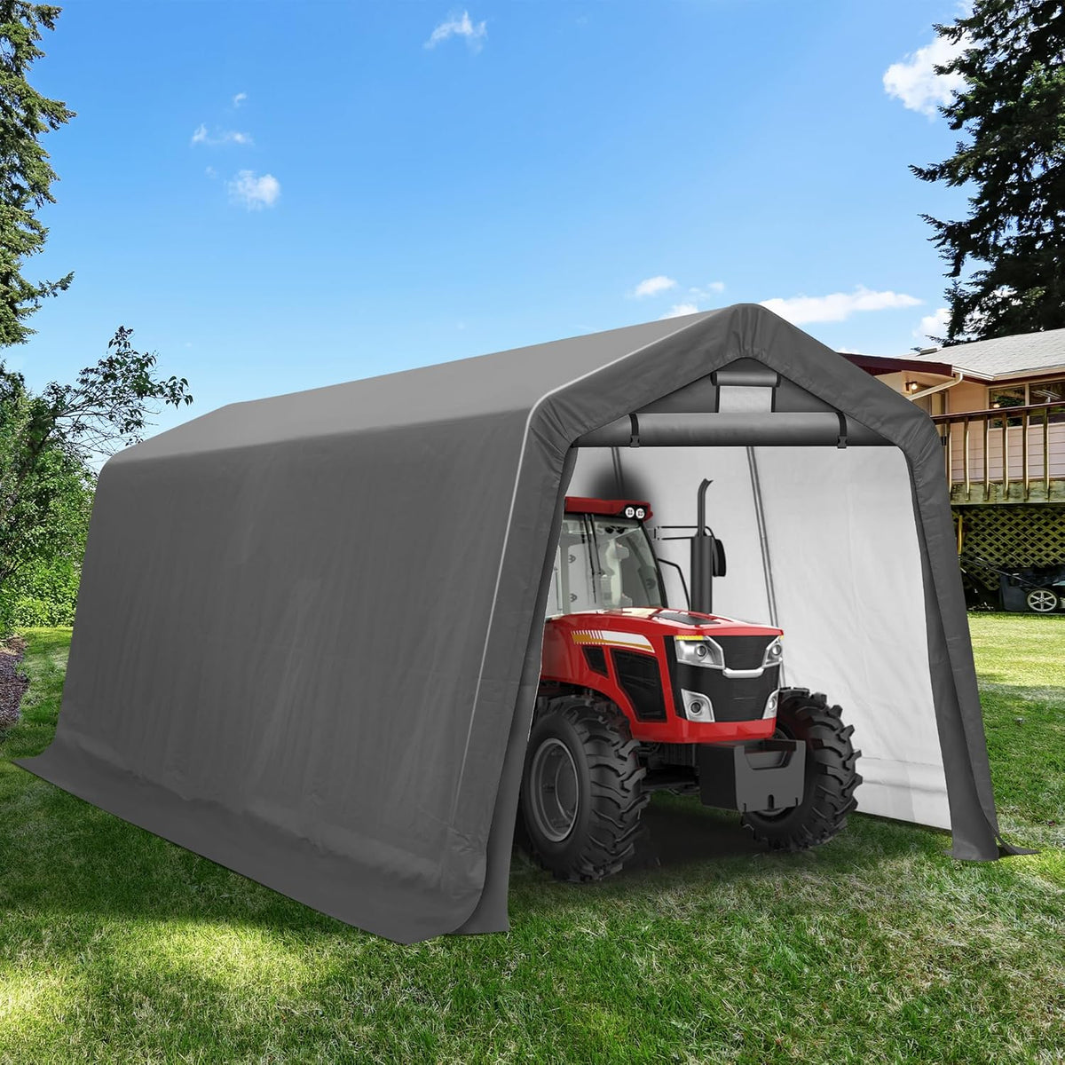 8' x 14' Outdoor Storage Shelter Shed, Portable Storage Shed Heavy Duty Portable Garage with Roll-up Zipper Door for Generator, Vehicles,Motorcycle
