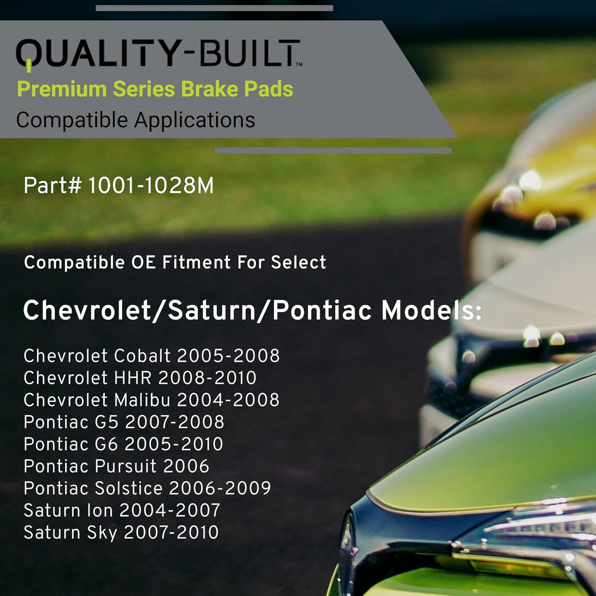 Premium Semi-Metallic Front Brake Pads (1001-1028M) Compatible with 2004-2010 Chevrolet/Pontiac/Saturn (Cobalt/G5/G6/HHR/Ion/Malibu/Pursuit/Sky/Solstice)