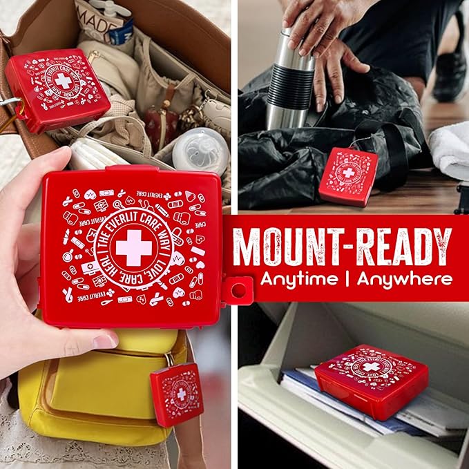 EVERLIT Pocket-Aid Mini First Aid Kit | Compact, Portable Hard-Shell Cases of 50 Items | Cuts, Scrapes, Wound Care Essentials for Travel, Outdoor, School, Camping, Home, Office (48 Packs | 2400 Pcs)
