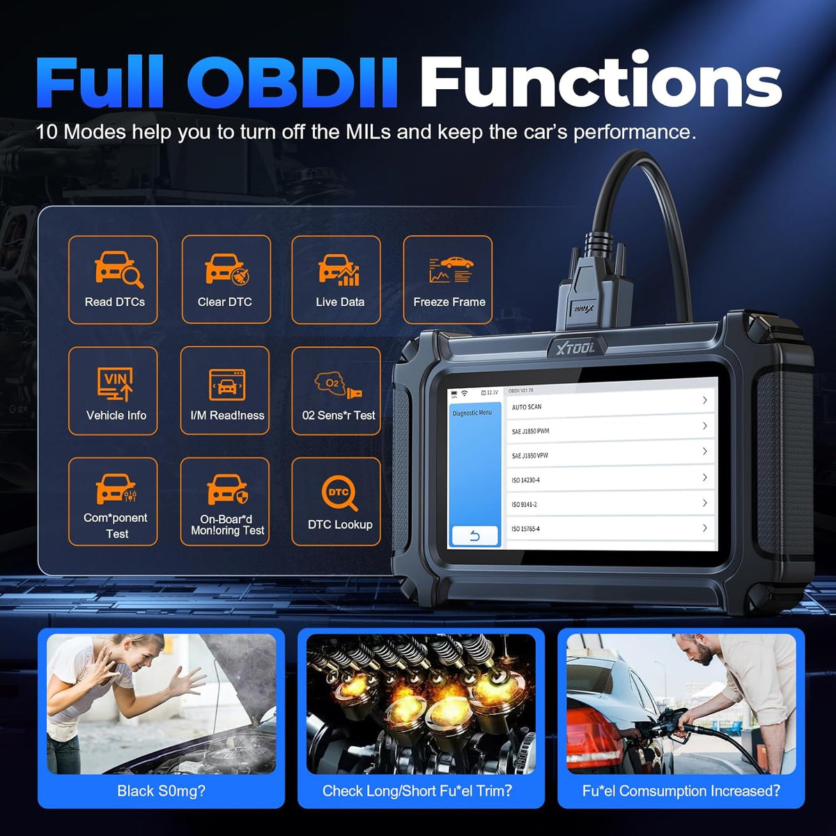 XTOOL D6 OBD2 Scanner, 2025 Full System Diagnostic Scanner for Car with 15 Resets, Oil Reset, ABS Bleed, Throttle Relearn, Crank Sensor Relearn, EPB, Free Update Scan Tool, Upgraded of D5S, FCA&CAN FD