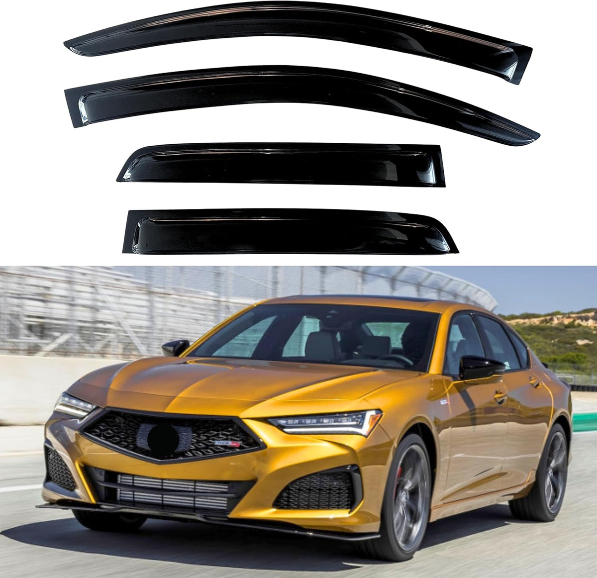 KPY Window Visor Compatible with Acura TLX 2021-2024, 4PC Rain Guard Side Window Vent Deflectors Tape-On Style, 2021 2022 2023 2024