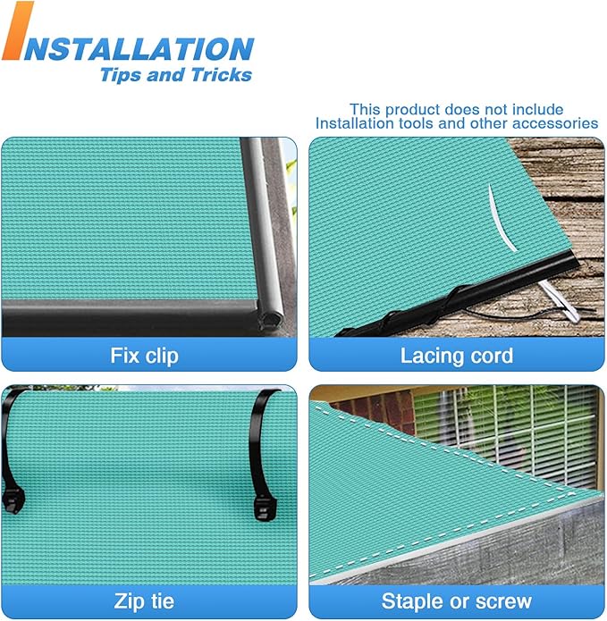 TANG Sun Shade Fabric Roll 8'x12' Shade Cloth for Garden Turquoise Green HDPE Mesh Shading Pergola Cover Replacement Canopy, 95% Blockage Sunshades for Outdoor Patio Backyard Plant