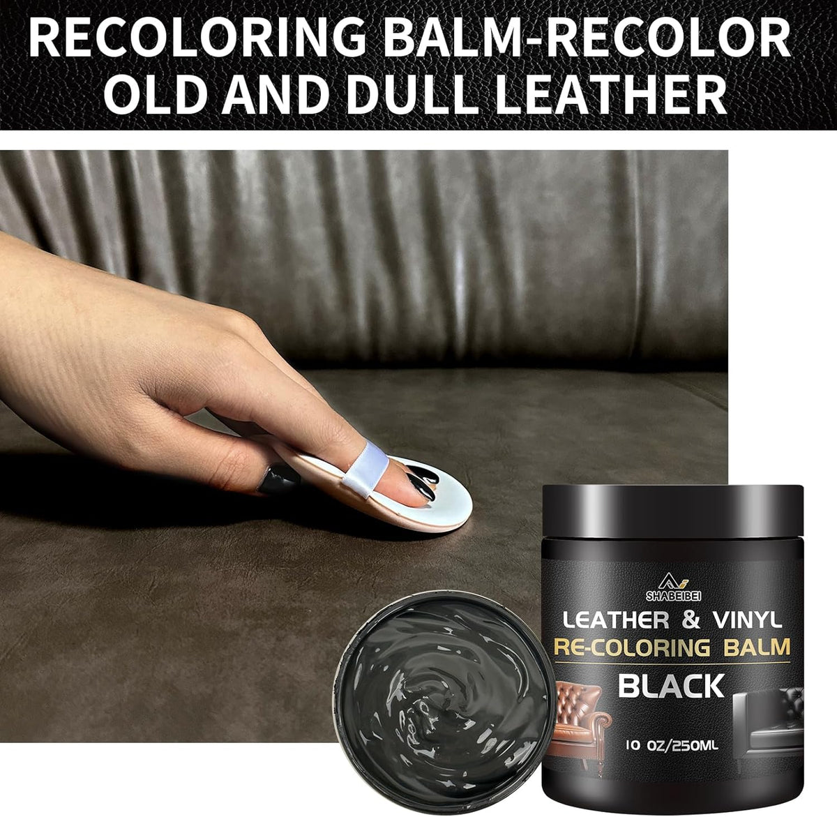 Leather Repair Kit Recoloring Balm Cleaner Conditioner Waterproof Beeswax Oil for Car Seat Furniture Couch Shoe Leather Vinyl(Navy Blue)