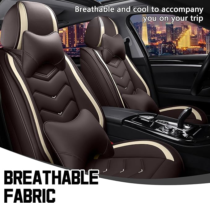 CTDS Car Seat Covers for Nissan Pathfinder 2000-2026, Stylish Sport Seat Cover, Premium Nappa Leather Car Seat Cover. Automobile Seat Covers Sets.(Luxury 2 Seats/Coffee Color)