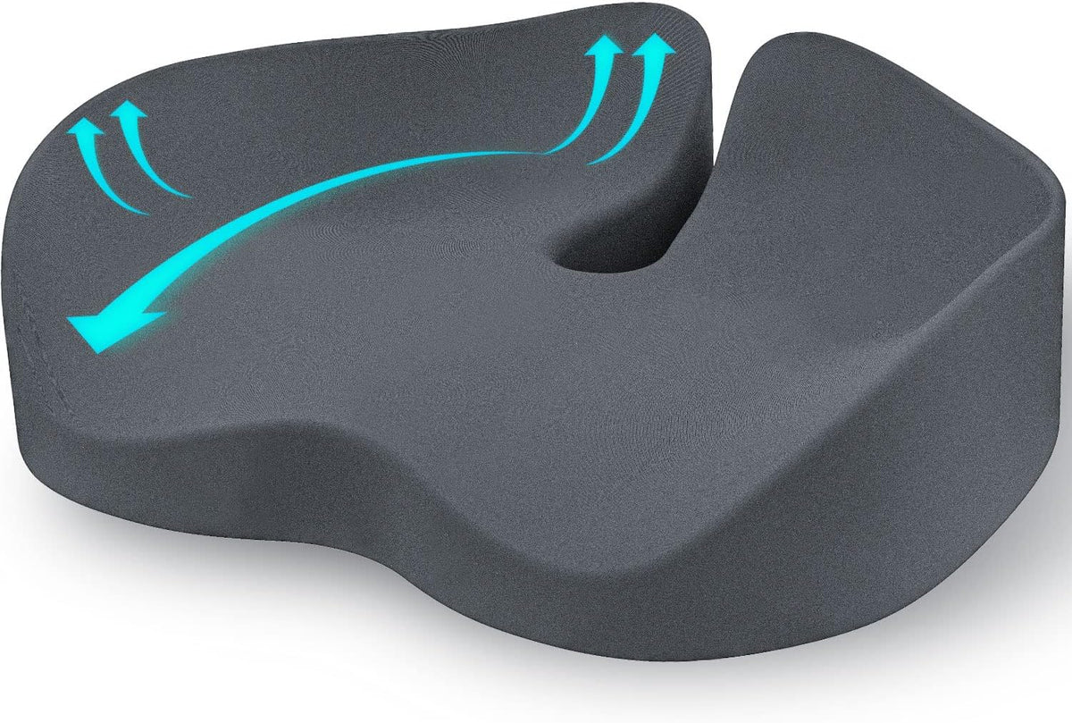 Seat Cushion for Office Chairs - Tailbone & Sciatica & Hip & Coccyx & Low Back Pain Relief Pillow - Memory Foam Pressure Relief Cushion for Long Sitting for Gaming, Compute, Desk Chair, Car Seat