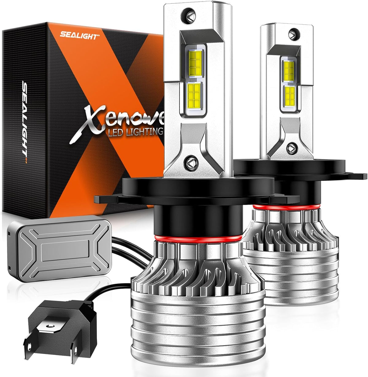 SEALIGHT X4I H4/9003/HB2 Bulbs, H4 Fog Bulb, with Adjustable Lock Ring, Cooling Fan, Easy Installation 55000 LM, Fog Lights, Pack of 2