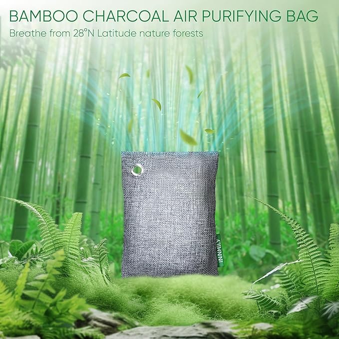 Activated Charcoal Odor Absorber,Large 12 Pack w Hooks Nature Odor Eliminator for Strong Odor, Bamboo Charcoal Air Purifying Bags,Moisture Absorbers for Fresh Home Car Closet Pet,Smoke Room Deodorizer