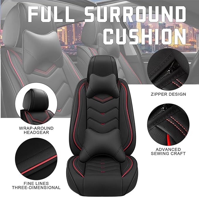 CTDS Car Seat Covers for Honda Civic 2000-2026, Stylish Sport Seat Cover, Premium Nappa Leather Car Seat Cover. Automobile Seat Covers Sets.(Luxury 5 Seats/Black)