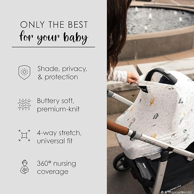 Milk Snob ORIGINAL Star Wars 5-in-1 Cover, Little Galaxy, Added Privacy for Breastfeeding, Baby Car Seat, Carrier, Stroller, High Chair, Shopping Cart, Lounger Canopy - Newborn Essentials, Nursing Top