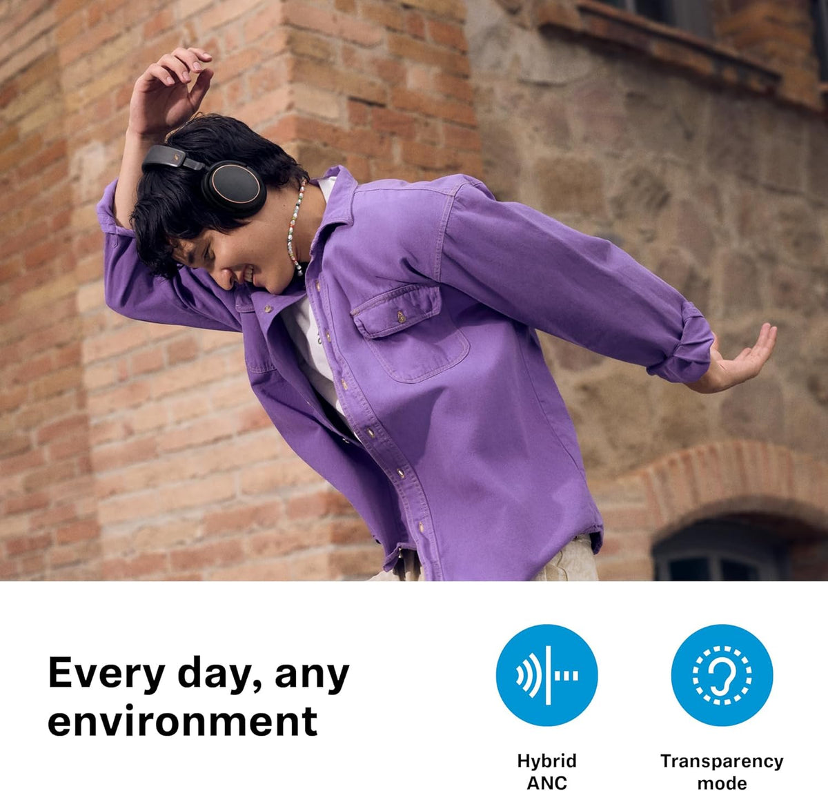 Sennheiser ACCENTUM Wireless Bluetooth Headphones - 50-Hour Battery Life, Audio, Hybrid Noise Cancelling (ANC), All-Day Comfort and Clear Voice Pick-up for Calls, Black/Copper