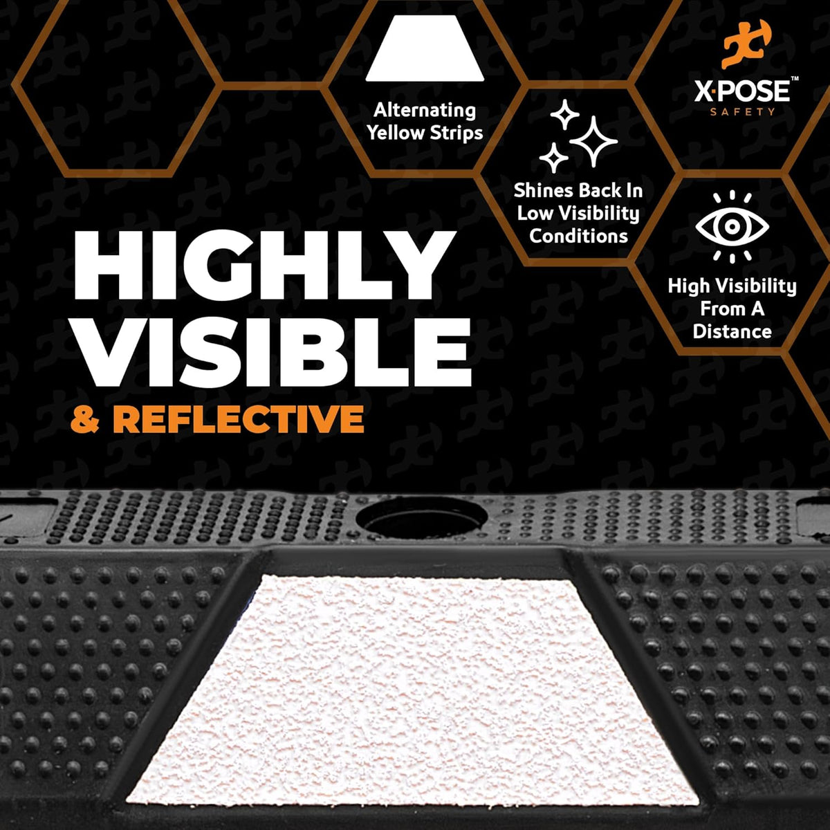 Xpose Safety 72" Heavy Duty Rubber Parking Stopper – 1 Pack Wheel Blocks for Garage, Driveway, or Ramp – Car Bumper Stop with White Reflective Strips – Removable Floor Mount