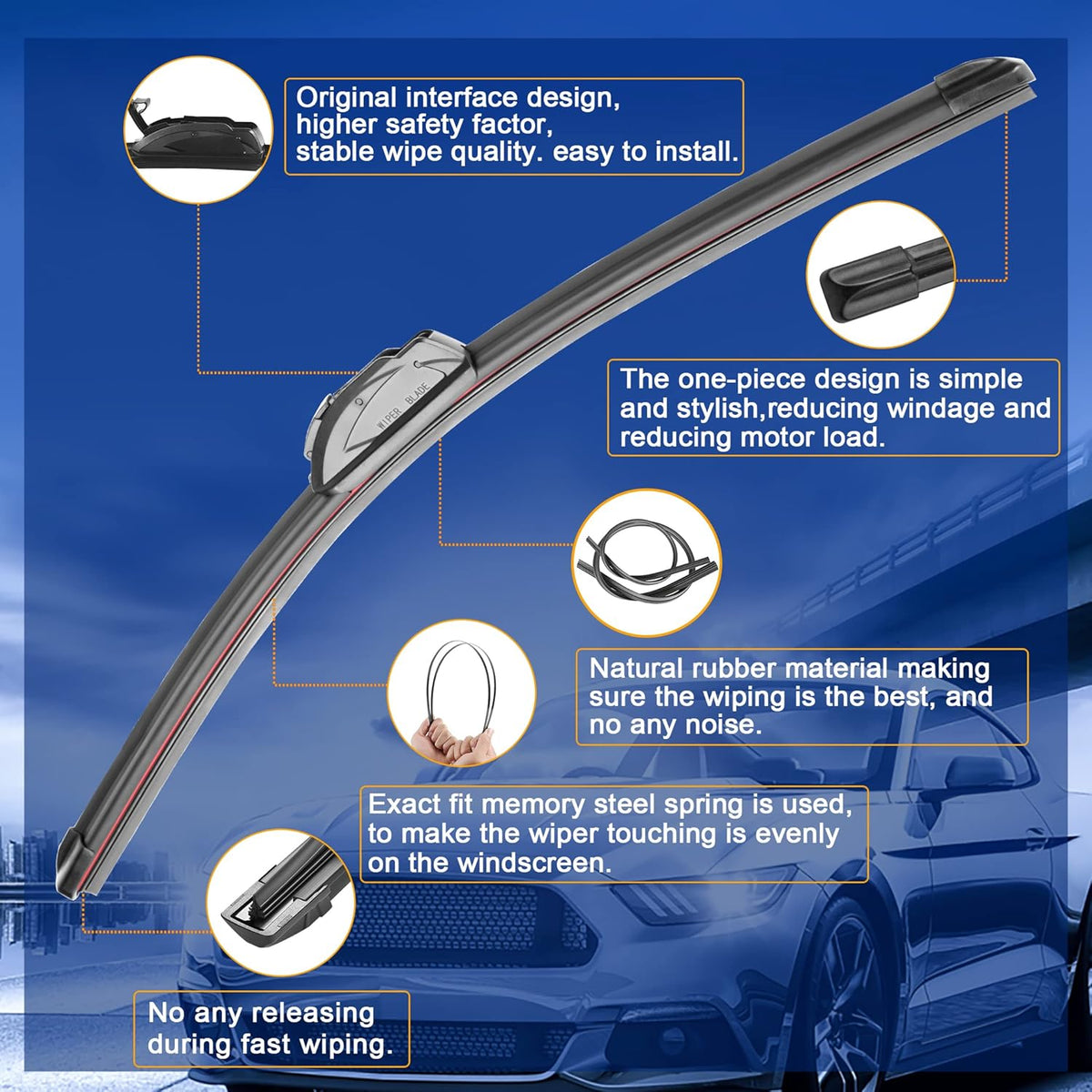 Windshield Wiper Blades Replacement for Acura MDX 2014 2015 2016 2017 2018 2019 2020 Original Factory Quality Front Rear Wipers Blade Set for Car - 26" 20" 14" (Piece of 3)