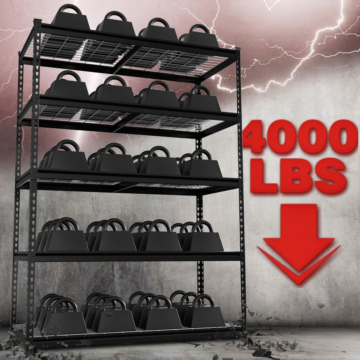 WORKPRO 5-Tier Metal Shelving Unit, 48”W x 24”D x 72”H, Heavy Duty Adjustable Storage Rack, 4000 lbs Load Capacity (Total), for Garage, Basement, Warehouse, 10 Pack