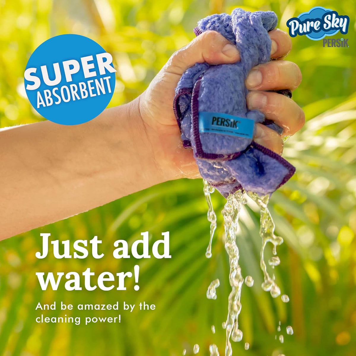 Pure-Sky Magic Deep Clean Cleaning Cloth – JUST ADD Water No Detergents Needed - Multipurpose Ultra Microfiber Cloth - Stick-Attachable for Mop, or as Handheld Microfiber Towels to Clean Any Surfaces