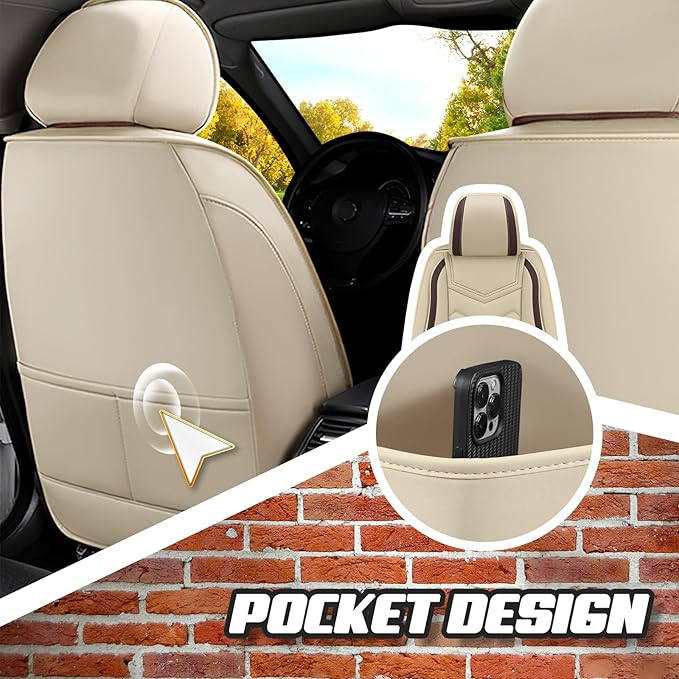 Car Seat Covers for Lexus ES 350 2007-2026, Premium Nappa Leather Car Seat Cover, Stylish Sport Seat Covers， Automobile Seat Cover Sets.(Standard 5 Seats/Beige)