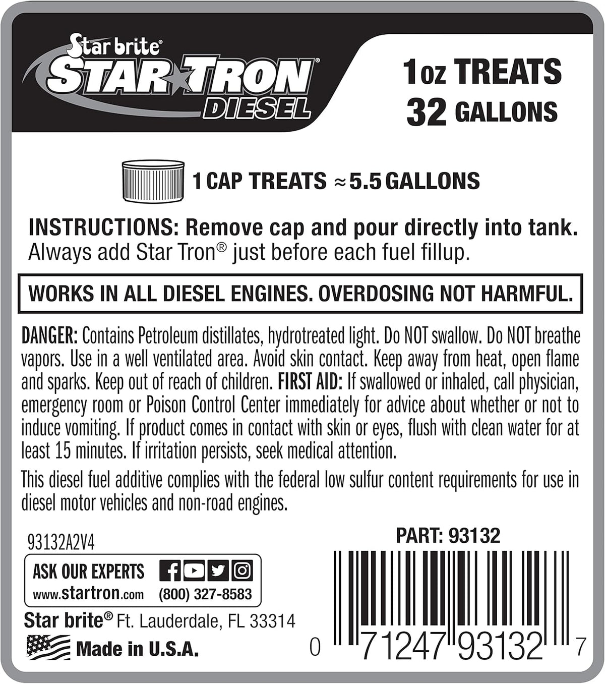 Star Tron Super Concentrated Diesel Formula - Stabilize & Rejuvenate Diesel, Biodiesel & All Regular Gasoline - 1 Oz Treats 32 Gallons