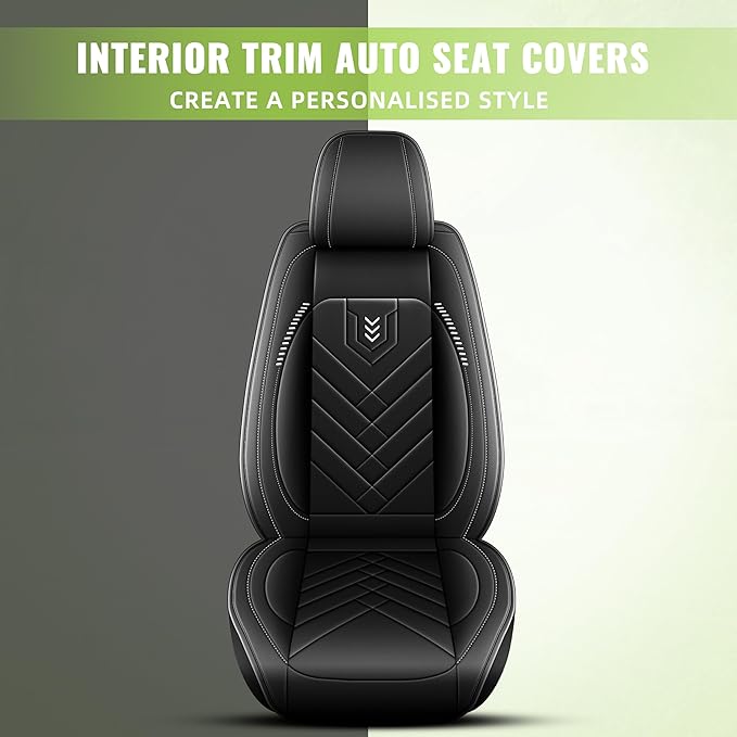 AOMSAZTO Car Seat Covers Fit for Jeep Compass 2012-2025 2026 Premium Front Seat Covers Waterproof Leather Automotive Seat Covers Compatible with Airbag (2 Seats,Black)