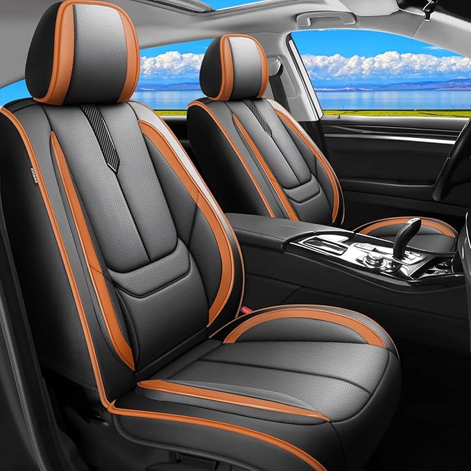 Fit Impreza Car Seat Covers for Subaru Impreza 2004-2024 2025 2026 -Upgraded Premium Waterproof & Breathable Leather,Airbag Compatible,All-Weather Seat Cushion Protector,2 Front/Black-Brown