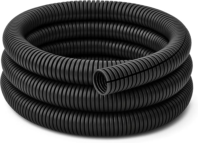Electriduct Split Wire Loom Tubing Polyethylene Corrugated Flexible Conduit - 1/4" Nominal Size - 20 Feet - Black