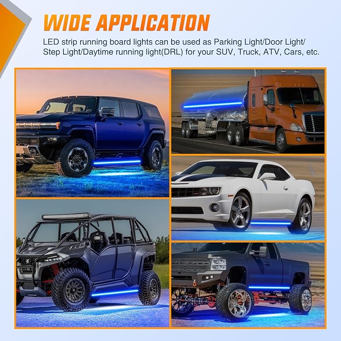Nilight 2PCS 70 Inch Emergency Strobe Light Strip with Controller 864 LED Blue Running Board Lights Flexible Side Flashing Warning Caution Safety Waterproof for Truck Construction Pickup