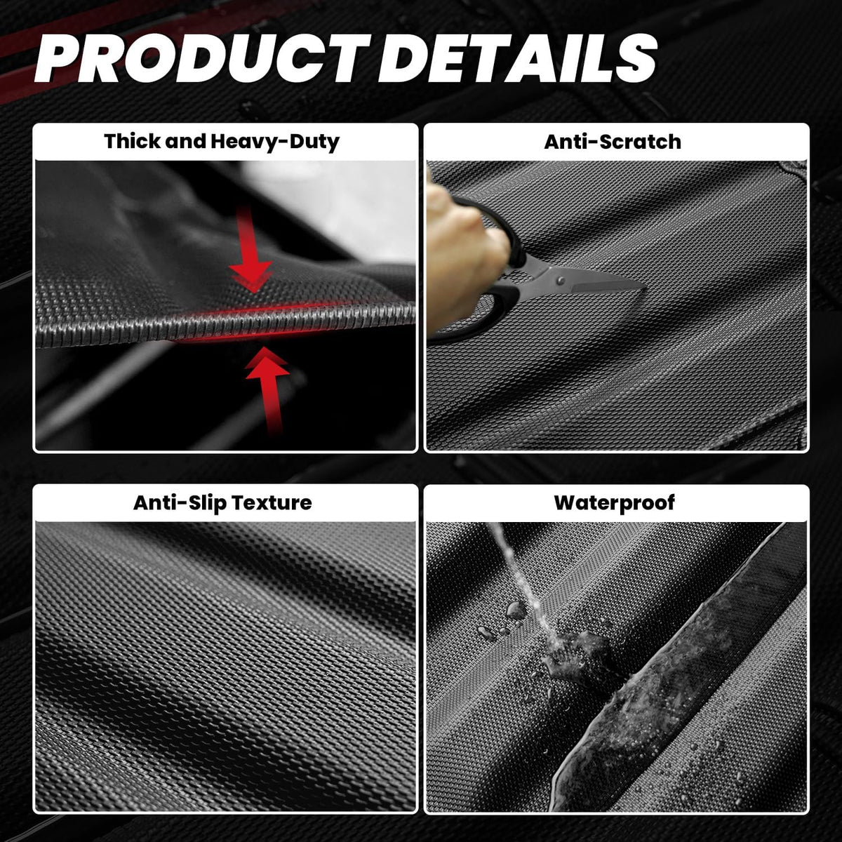 LASFIT Truck Bed Mat for Ford Ranger (5FT, 59.6" Bed) 2025 2024 All Weather Protector TPE Car Bed Floor Liner - 1PC Black