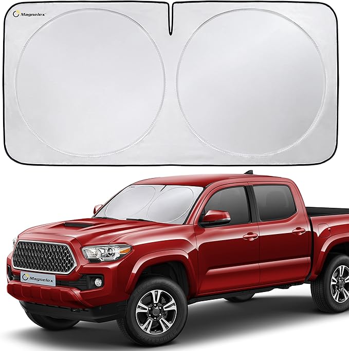 Magnelex Car Windshield Sunshade | Advanced Light-Blocking Protection | Foldable Sun Shade with Mirror Cut-Out Keeps Your Vehicle Cool | Fit for Cars, Trucks, and SUVs | Small (59 x 29 in)