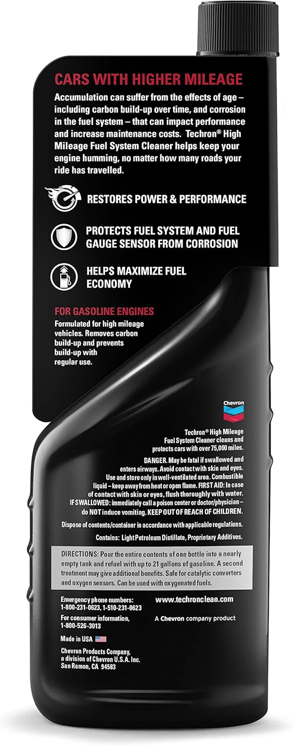 Chevron Techron High Mileage Fuel System Cleaner, 12 oz, Pack of 2