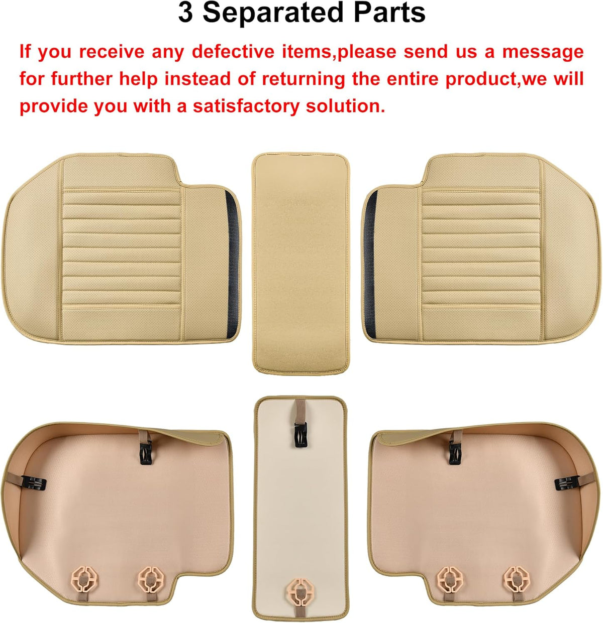 Back Seat Covers, Rear Seat Cushions, Auto Bench Protector with Breathable PU Leather and Non-Slip Bottom Universal for 4 Season (Beige, 61" x 20. 5")