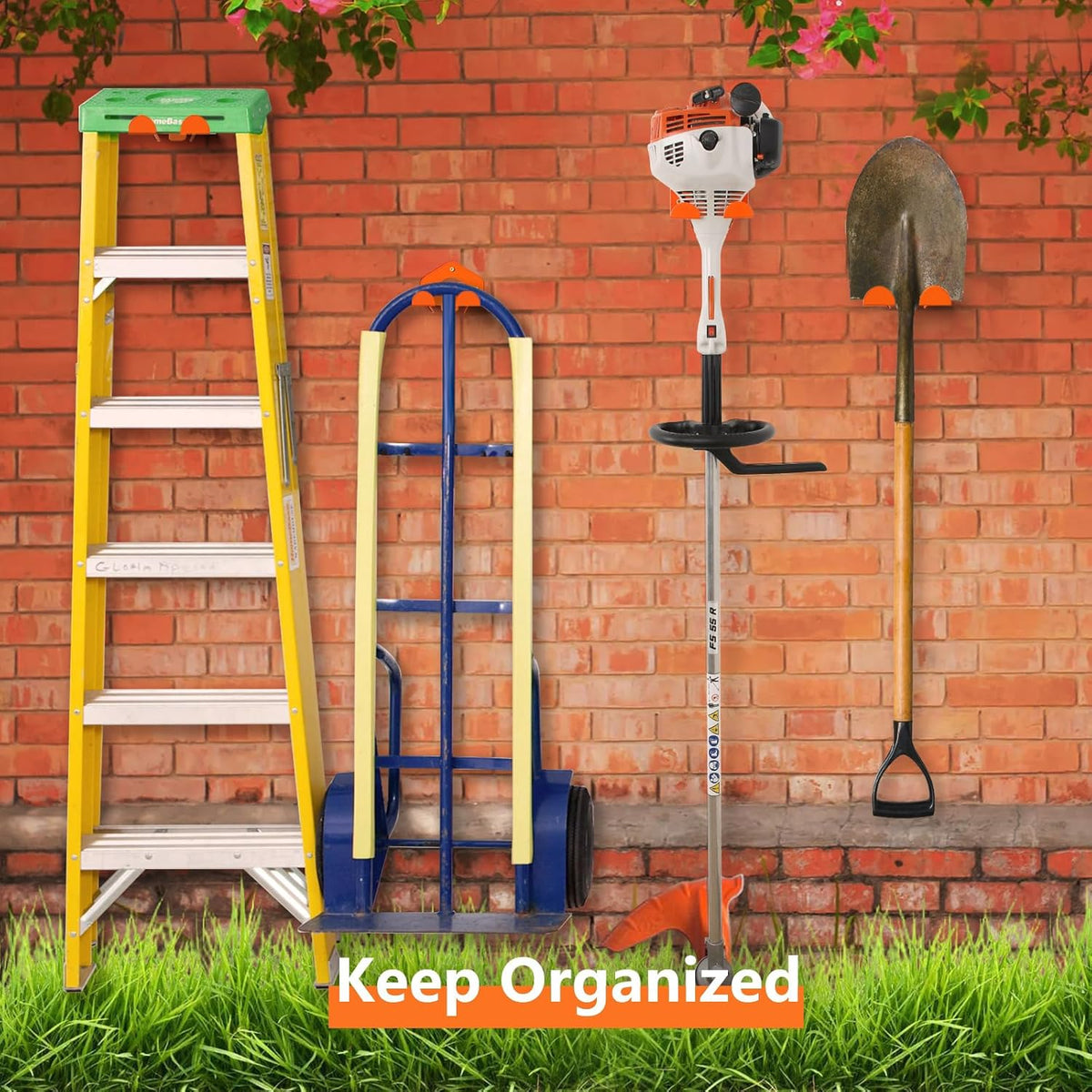 Weed Eater Hanger, Garage Organization Wall Hanger, Weed Eater Holder Heavy-Duty String Trimmer Rack for Hedge Trimmer, Garden Tools, Garage, 2 Pack