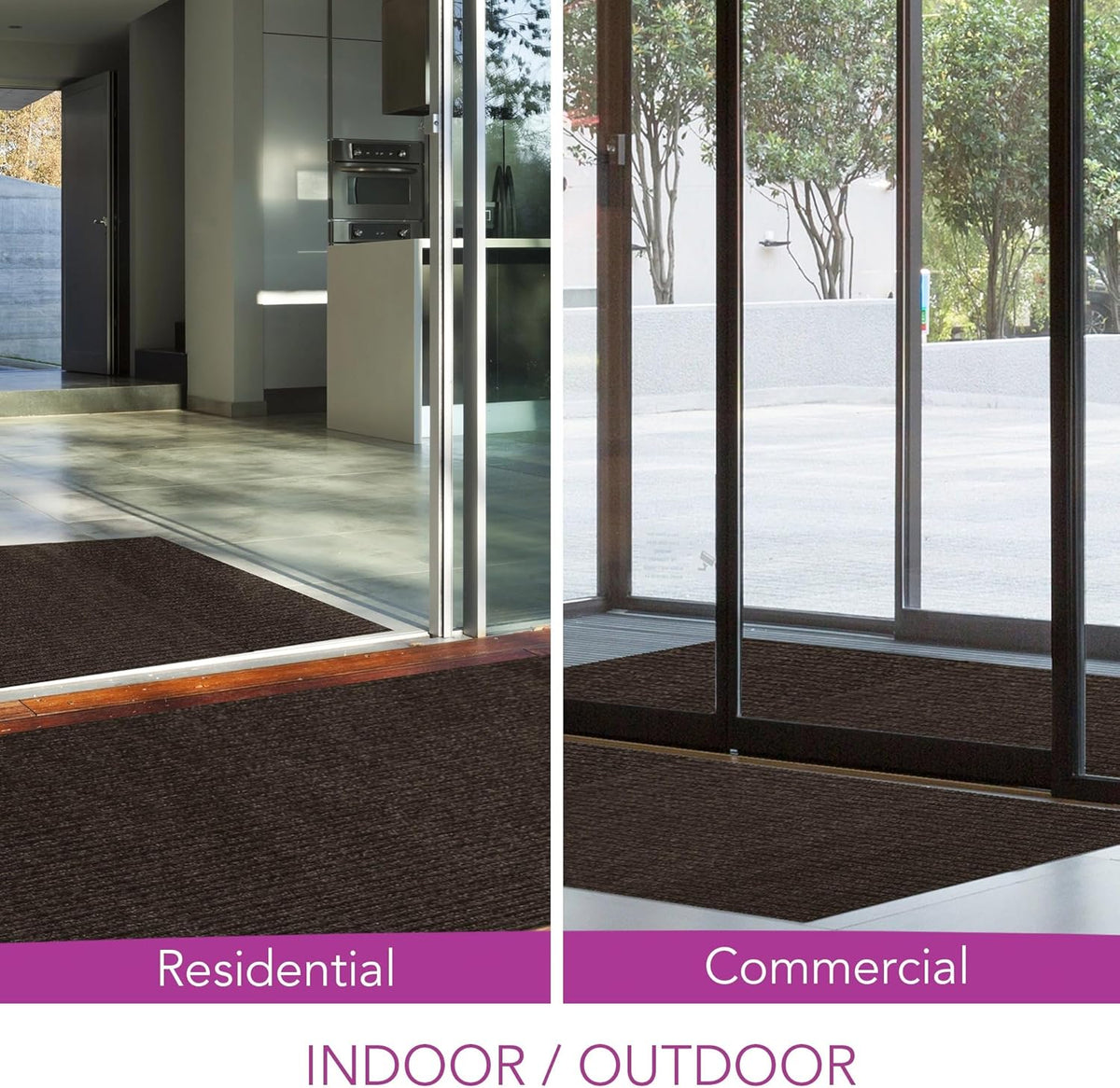 iCustomRug Spartan Weather Warrior Indoor/Outdoor Utility Ribbed Carpet Runner with Non-Slip Thermoplastic Rubber Backing, 3ft X 76ft in Brown