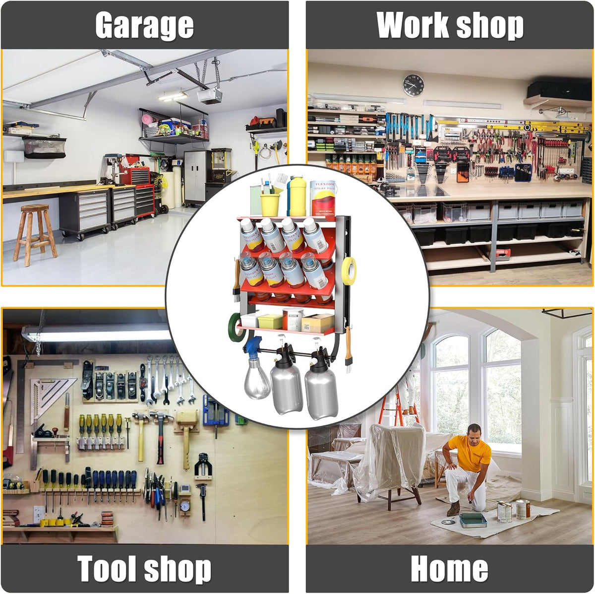 Ultrawall Spray Can Holder Rack, Heavy Duty Steel Wall Mounted Spray Bottle Holder, Garage Tool Utility Storage Rack, Holds 100 lbs