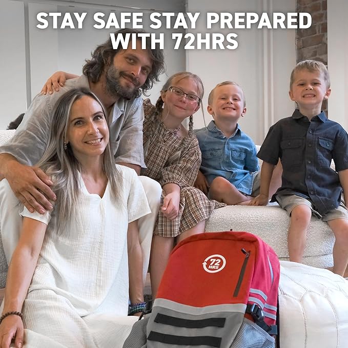 72 HRS Deluxe Emergency Survival Kit - Heavy Duty 72 Hour Bag Survival Kit for Earthquake, Hurricane, Tsunami, Winter, Blackout - Includes Emergency First Aid Kit, Water, Food