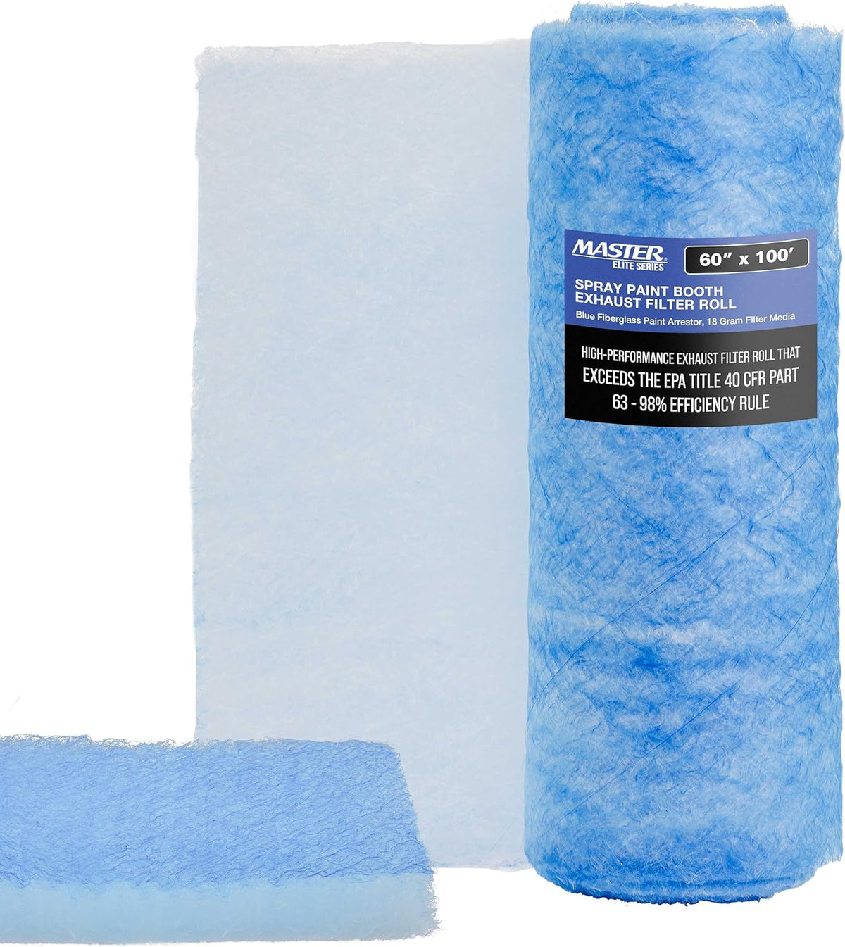 Master Airbrush Elite Paint Spray Booth Exhaust Filter Roll 60" x 100' - 18 Gram Heavy-Duty Fiberglass Paint Arrestor for Filtering Overspray Particles in Auto Body Shops & Refinish Booths