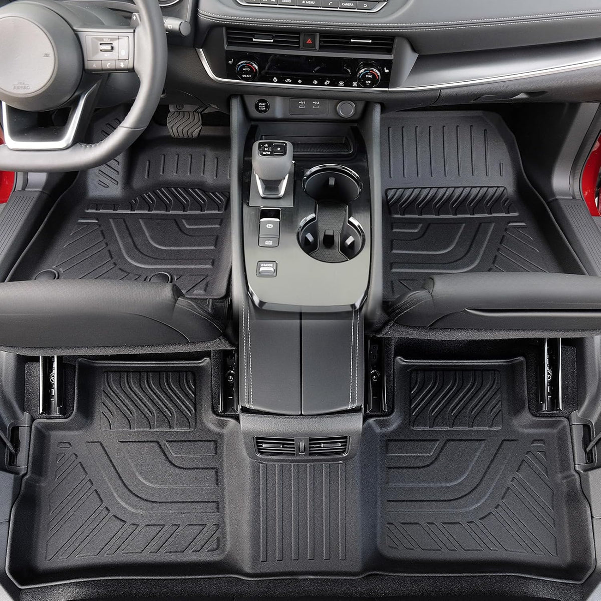 Floor Mats Set for Nissan Rogue 2025 2024-2021 Accessories, Full Coverage All Weather Floor Mats Cargo Mat with Backrest Protectors & Door Sill Guards (Not for Sport)