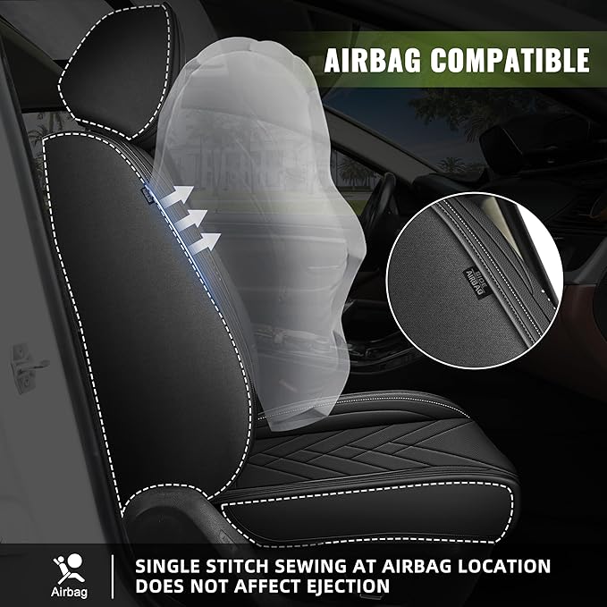 AOMSAZTO Car Seat Cover for Chevrolet Chevy Trailblazer 2021-2024 2025 2026 Front Set: Waterproof Faux Leather Car Seat Protector - Interior Seat Covers Decoration Refresh Accessories - Black