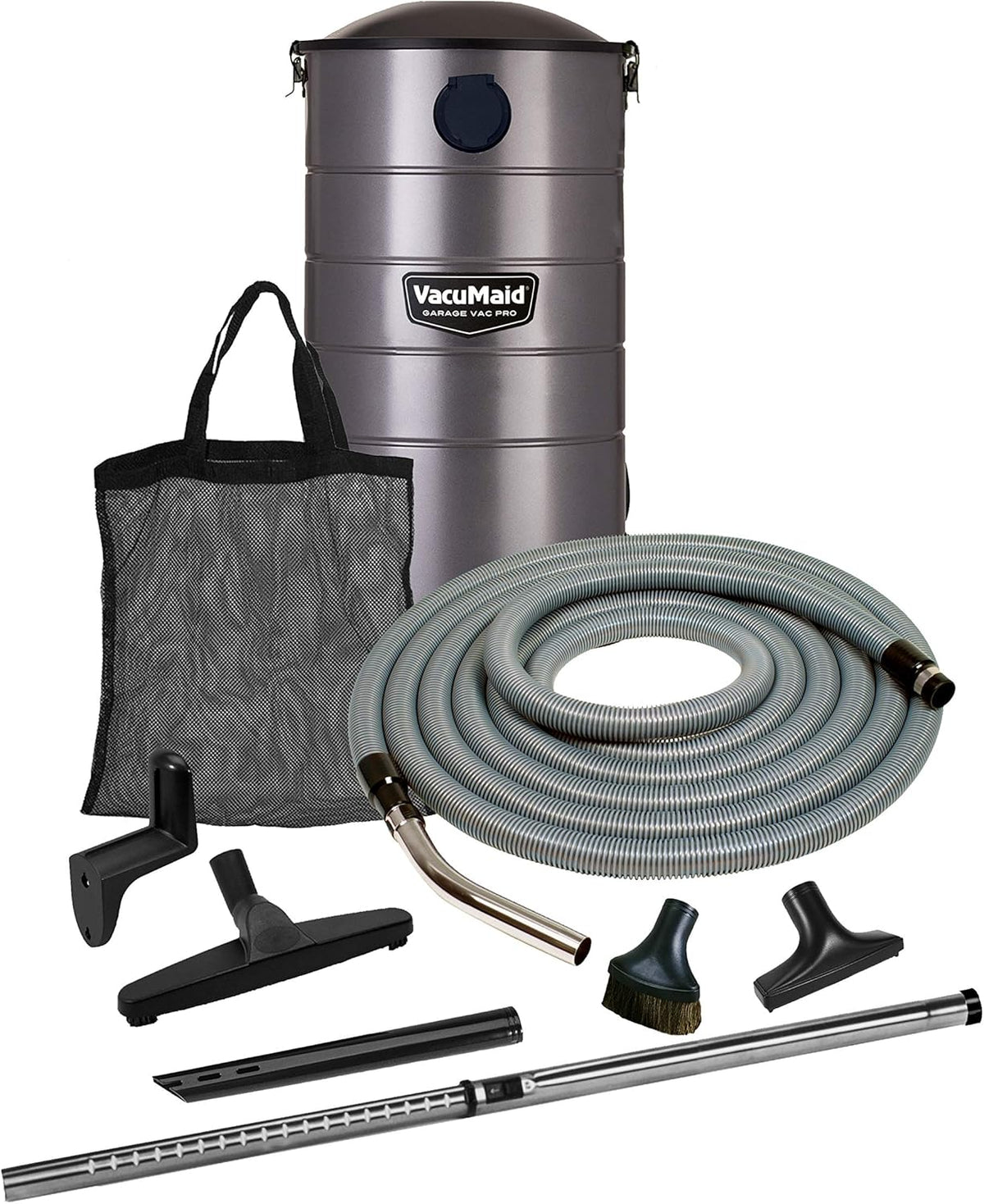 VacuMaid GV30PRO Wall Mounted Garage and Car Shop Vacuum Cleaner with 30 ft. Hose, Tools, and 7 Gallon Bag