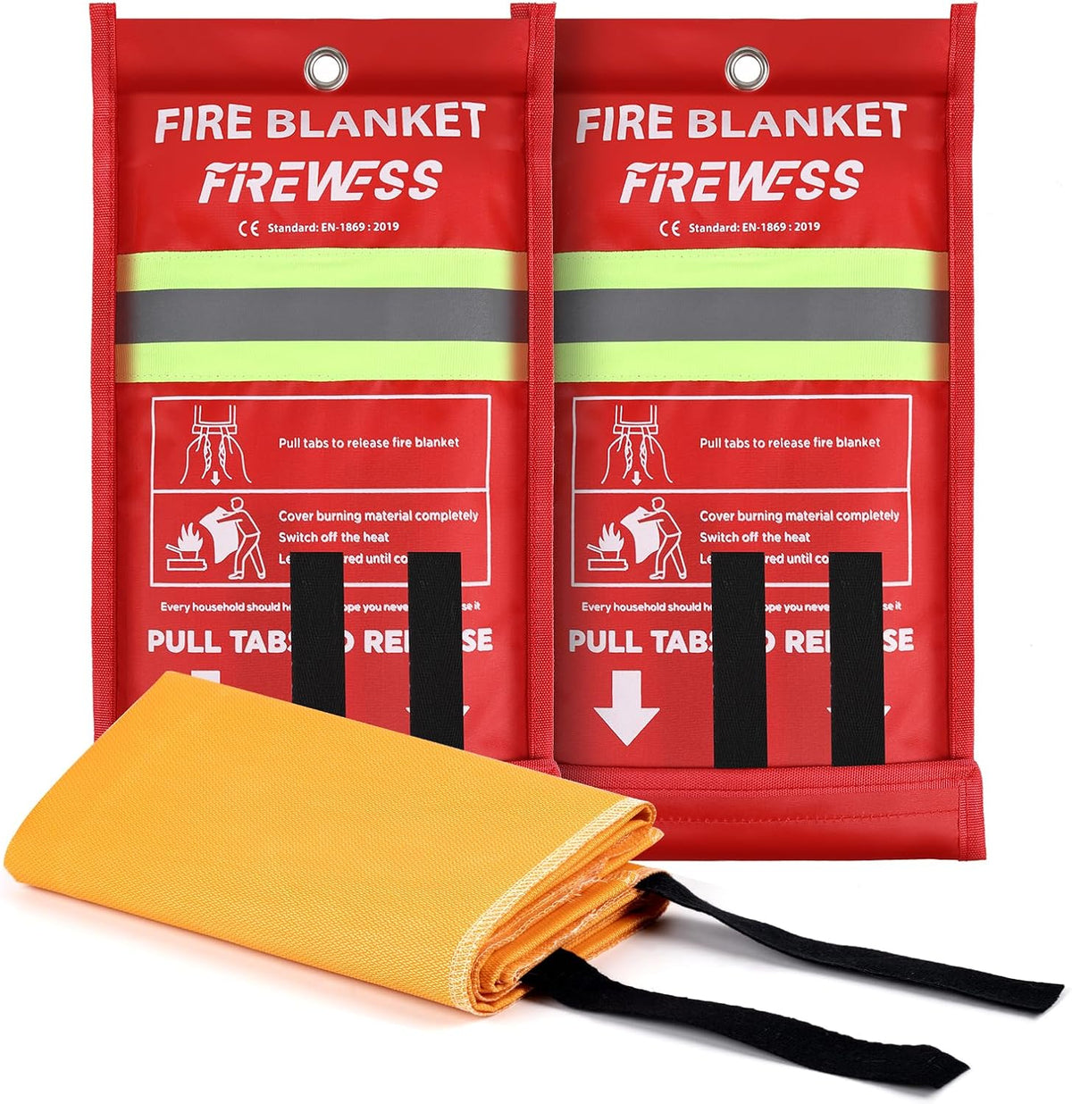 Emergency Fire Blanket, 2Pack Silicone Flame Retardant Fire Blankets Emergency for Home, Kitchen, Car, Office, Grill, 39.4X 39.4inch Fire Extinguisher Blanket