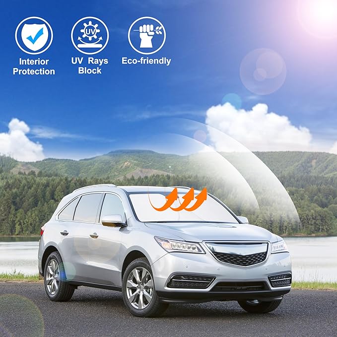 Windshield Sun Shade Custom Fit for 2014-2020 Acura MDX Accessories Foldable Sunshade Sun Blocker Protect Car from Sun Rays & Heat Damage Keep Car Cooler