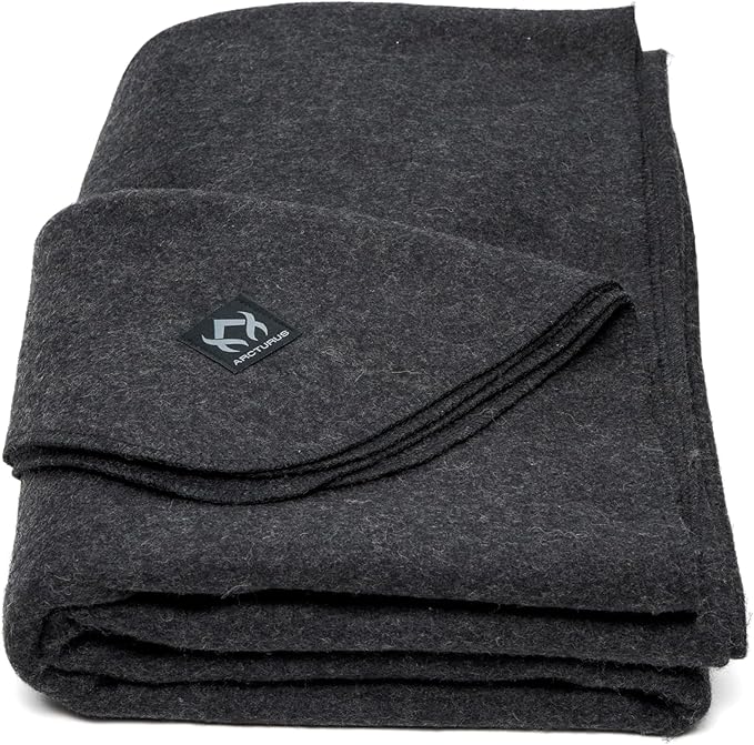 Arcturus Military Wool Blanket - Warm, Thick, Washable - Great for Outdoors, Camping, Stadium Blanket, Picnics, Travel - Car & Bushcraft Survival Kits