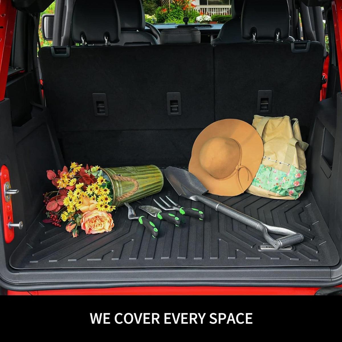 OEDRO Cargo Trunk Liner Floor Mat Compatible with 2010-2024 Toyota 4Runner with 3rd Row Seats, Unique Black TPE All-Weather Guard Cargo Mats