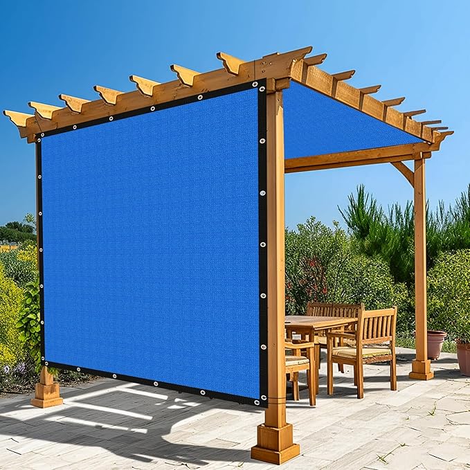 Amagenix 90% Pergola Shade Cover 10' X 15' Sun Shade Cloth with Grommets for Outdoor Garden Patio Porch, Commercial Grade 200 GSM - Cable Zip Ties Included (We Customized) GN108, Blue