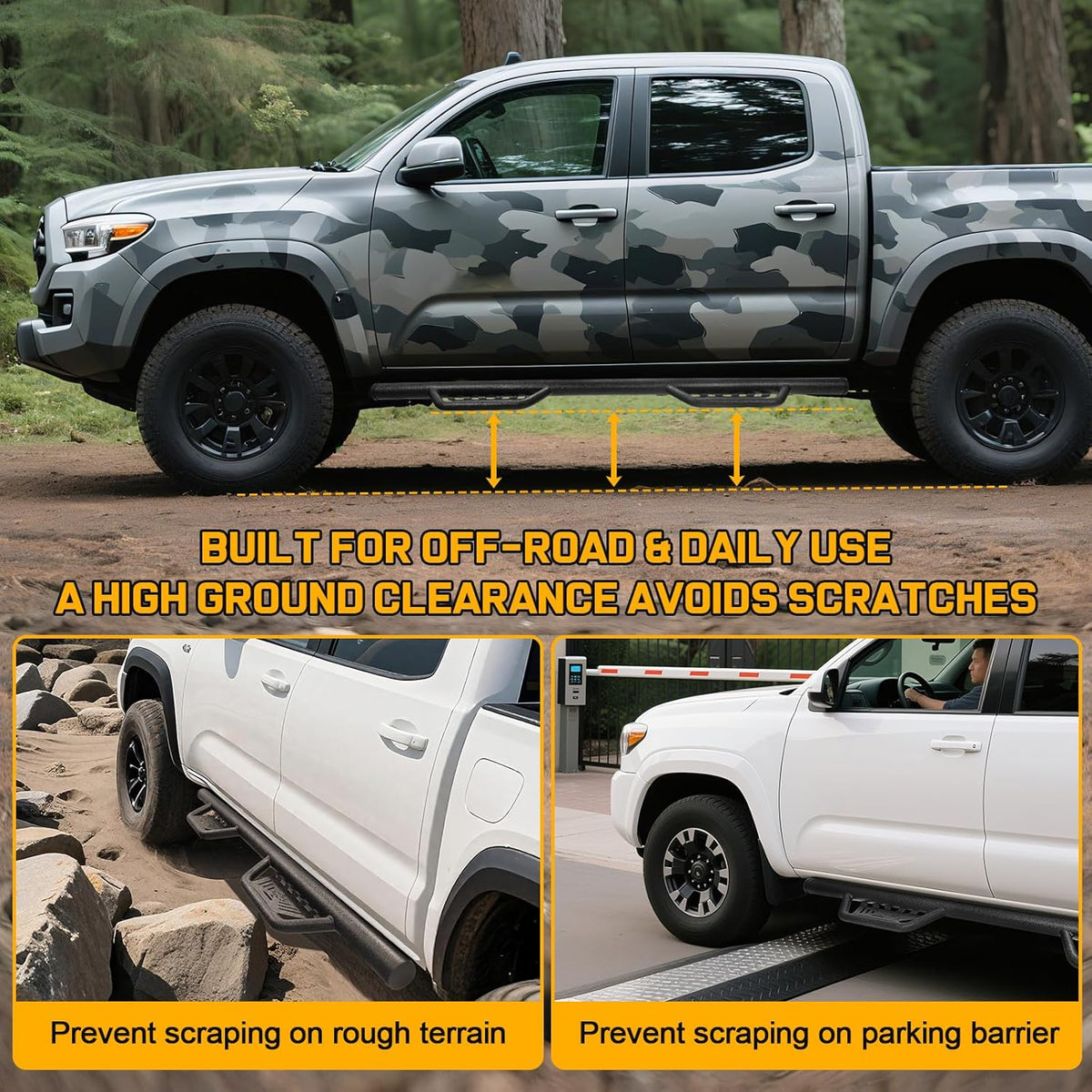 BINARY STAR Running Boarads Compatible with Vehicle 2022-2025 Toyota Tundra CrewMax Cab, 5.5 Inch Drop Down Tundra Side Steps, One-Piece Design Step Bars Made with Carbon Steel.