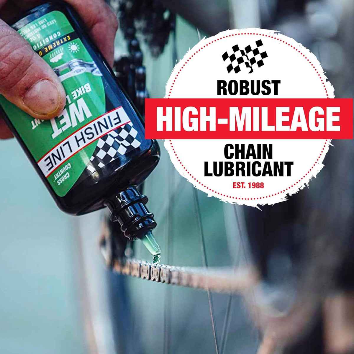 Finish Line WET Bicycle Chain Lube, 4-Ounce Drip Squeeze Bottle