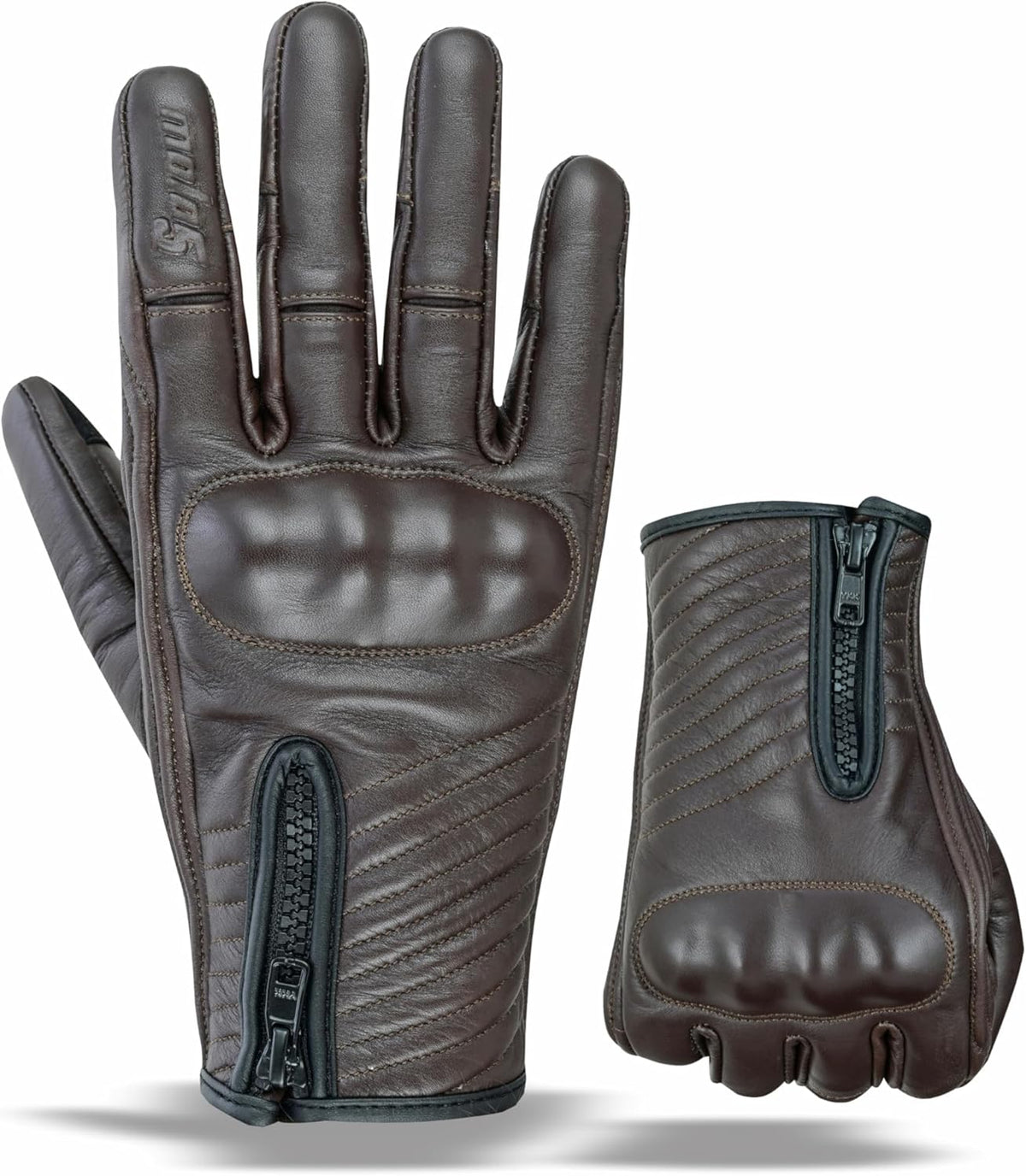 Full Finger Leather Motorcycle Gloves for Men & Women Touch Screen Gloves Premium Street Motorcycle Durable Protective Cruiser Biker Gel Leather Motorbike Gloves