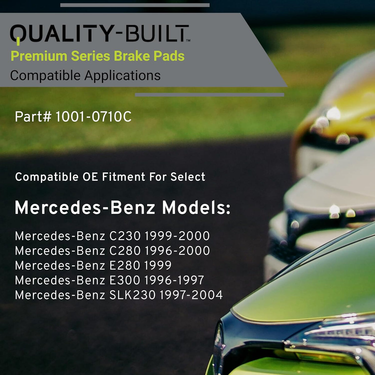 Premium Ceramic Front Brake Pads (1001-0710C) Compatible with Mercedes-Benz C230 2000-1999, C280 2000-1996, E280 1999, E300 1997-1996, SLK230 2004-1997