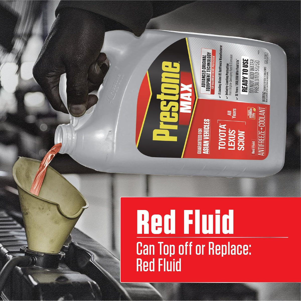Prestone AF6210 MAX Asian Vehicles (Red) Anti-Freeze and Coolant, 1 Gallon, Pack of 6