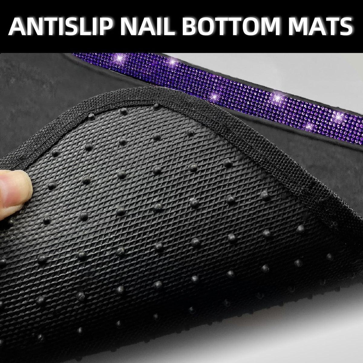 NBTEPEM Purple Violet Bling Car Floor Mats Full Set, Universal Fit Most Cars,SUV, Trucks, 4 pcs Sparkle Glitter Diamond Carpet for Women Girls with Anti-Slip Pad (Purple Violet Diamond)